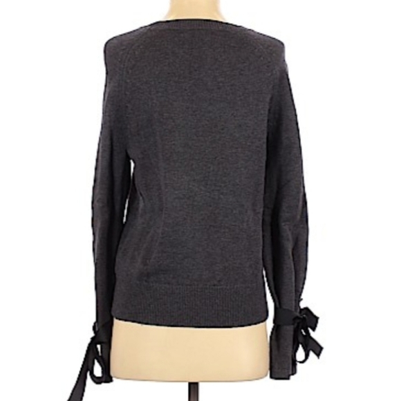 J.Crew Mercantile Grey Crew Neck Sweater Long Sleeve With Bow Detailing Size S - Picture 2 of 7